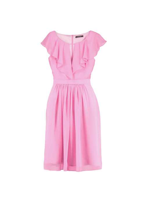 Robe rose avec col volant