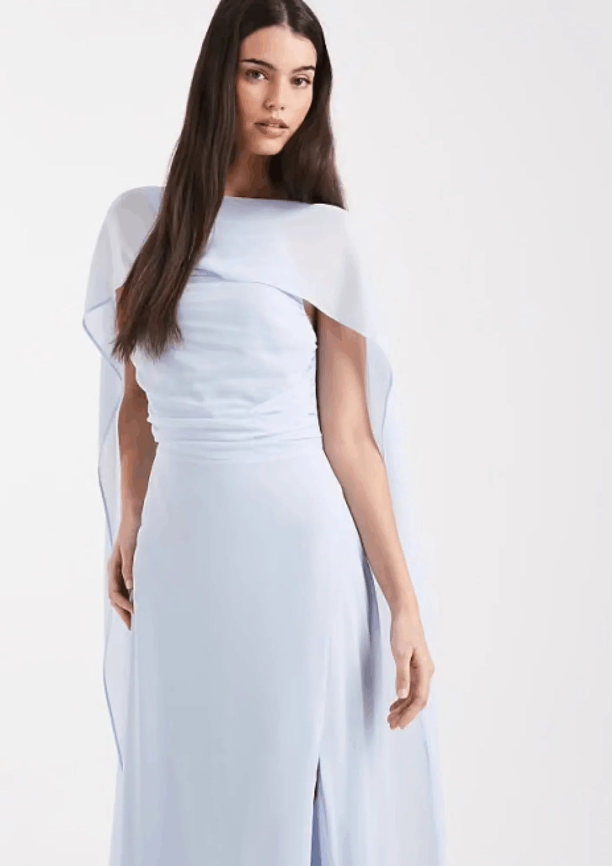 PASTEL BLUE MAXI DRESS WITH CAPE