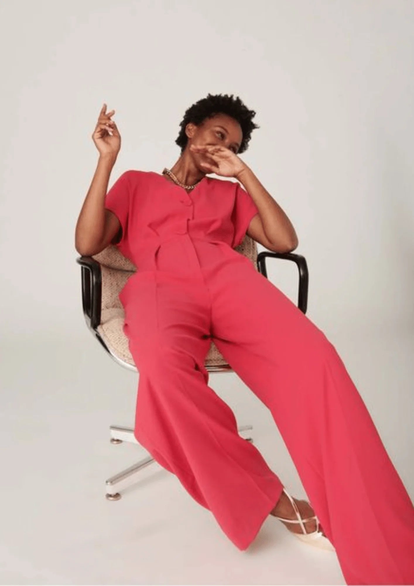 PINK SHORT-SLEEVED JUMPSUIT