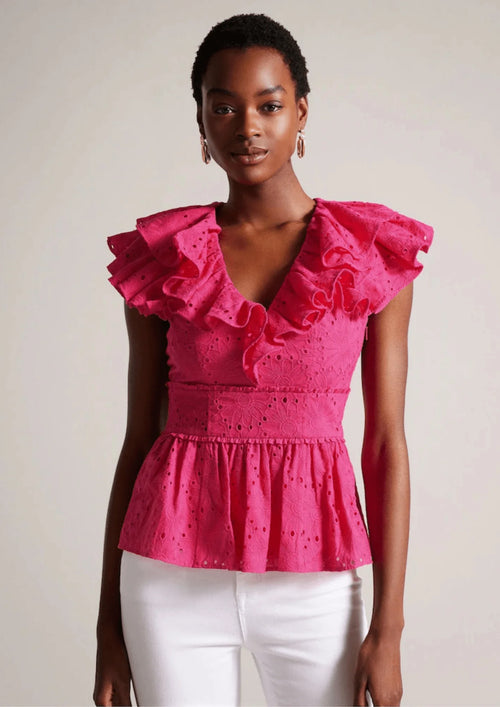 MAZIEH BRODERIE PEPLUM TOP