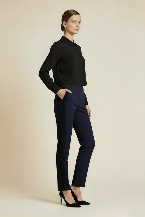 NAVY BLUE LACE TROUSERS