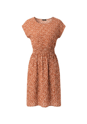 BROWN PRINTED MINI DRESS