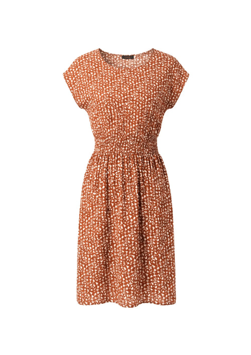 BROWN PRINTED MINI DRESS