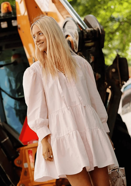 PASTEL PINK LOOSE FIT MINI DRESS