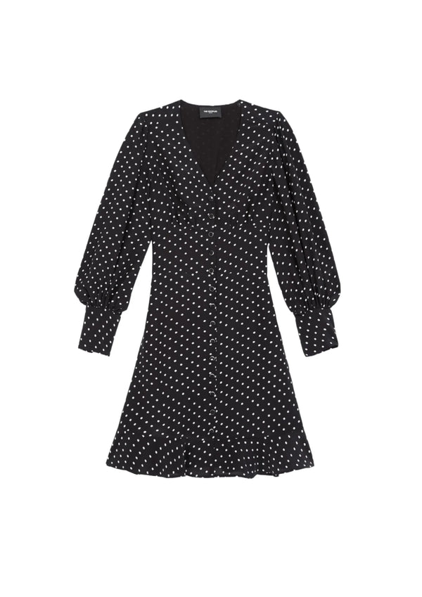 BLACK DRESS WITH POLKA DOTS