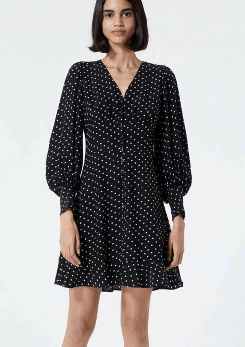 BLACK DRESS WITH POLKA DOTS