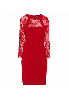 ROBE COURTE EN DENTELLE ROUGE