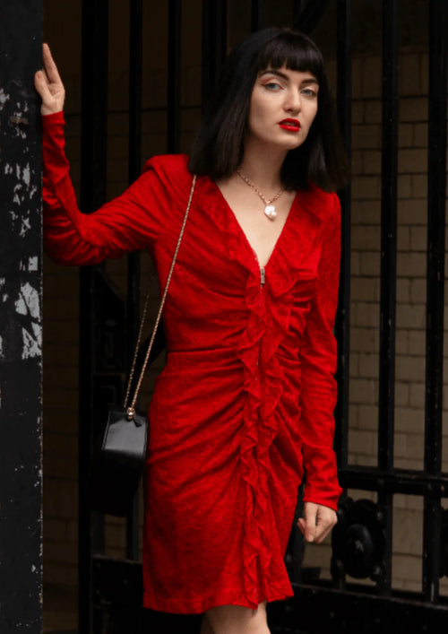 RED LACE MINI DRESS