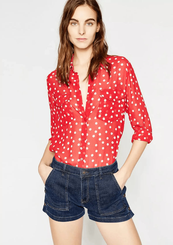 RED POLKA-DOT BLOUSE