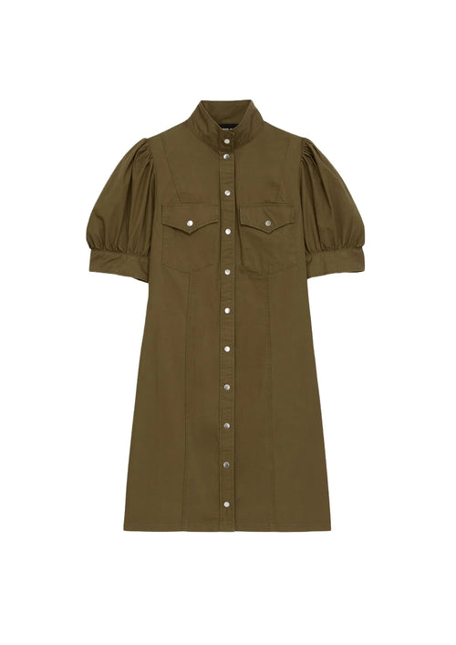 Robe courte kaki boutonnée