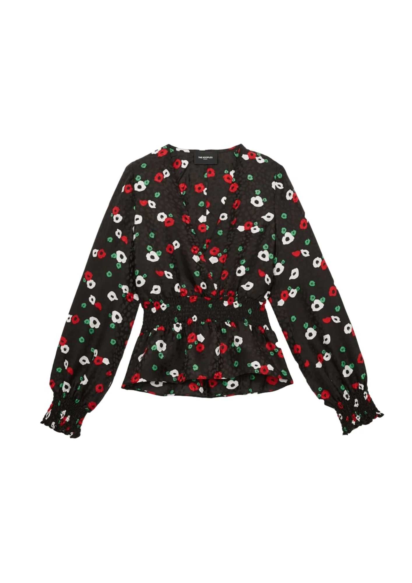 BLACK FLORAL SILK TOP