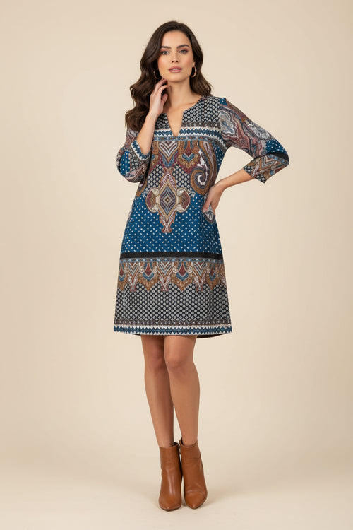 MULTICOLORED PRINTED DRESS