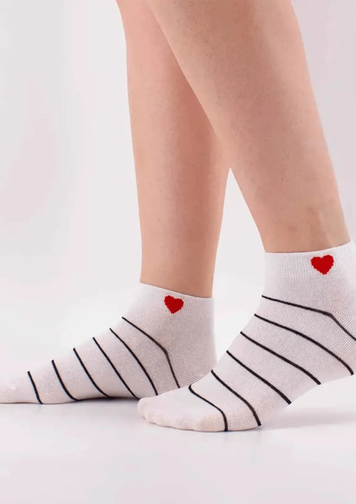 STRIPED SOCKS WITH HEART DETAIL