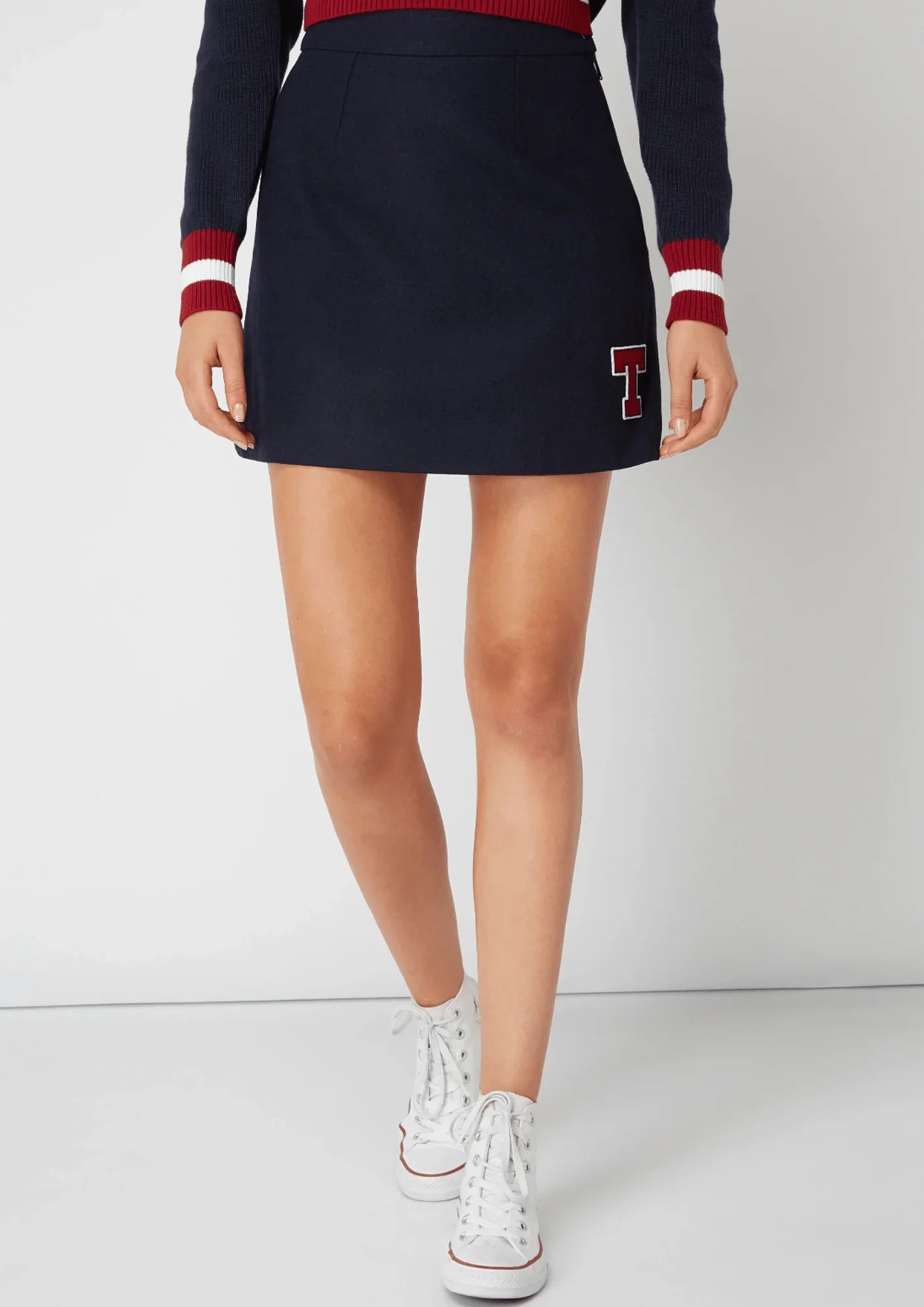 NAVY BLUE A-LINE MINI SKIRT