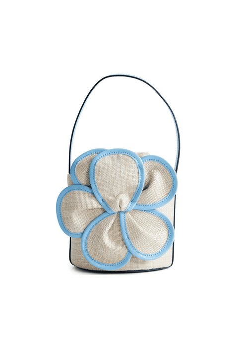LIGHT BLUE GINO STRAW FLOWER BAG