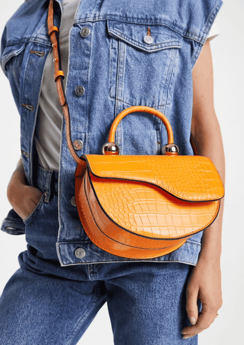 ORANGE CLEO CROC CROSSBODY BAG