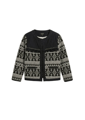 BLACK ETHNIC CROPPED JACKET