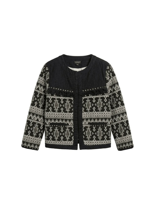 BLACK ETHNIC CROPPED JACKET