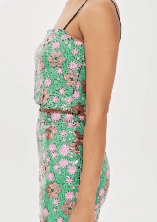 FLORAL SEQUIN CROP TOP