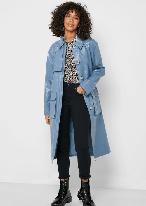BLUE CHARLIE CROCO TRENCH-COAT