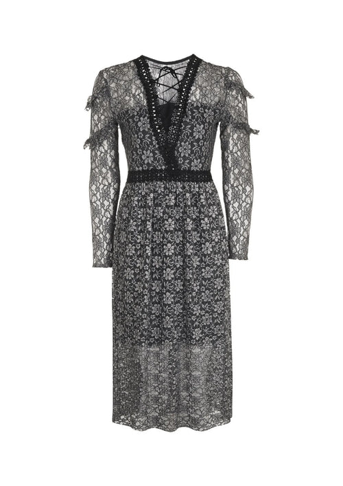 GREY LACE MIDI DRESS