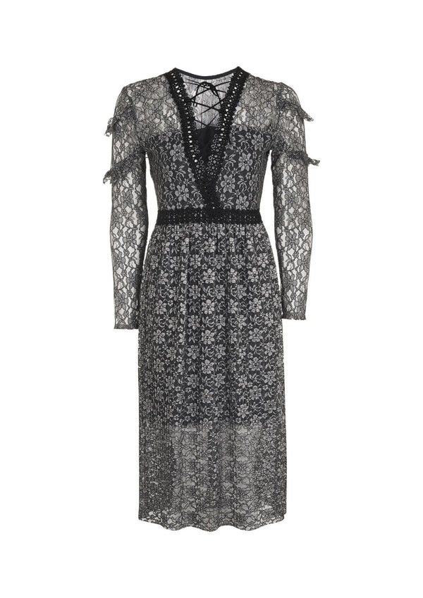 Robe midi en dentelle grise