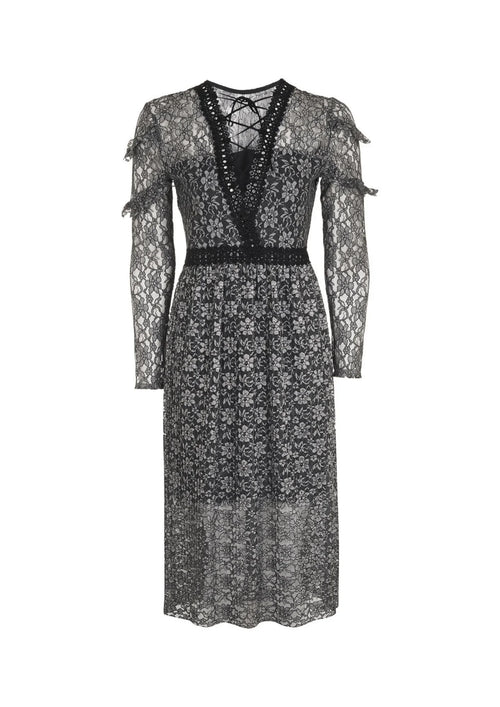 Robe midi en dentelle grise