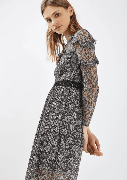 GREY LACE MIDI DRESS