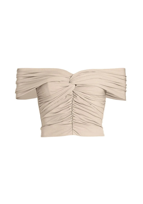 TAUPE OFF-THE-SHOULDER TOP