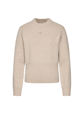BEIGE RIBBED WAIST PULLOVER