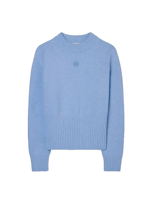 PULL À TAILLE CÔTELÉE BLEU