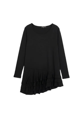 Robe noire asymétrique à volants
