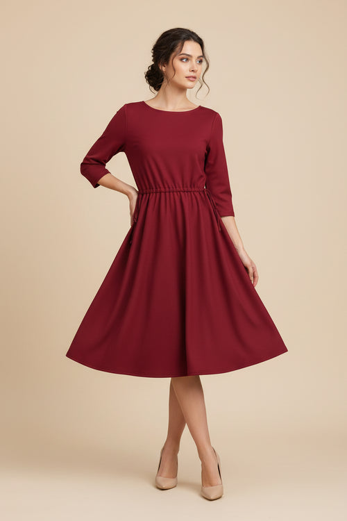 BURGUNDY A-LINE DRESS