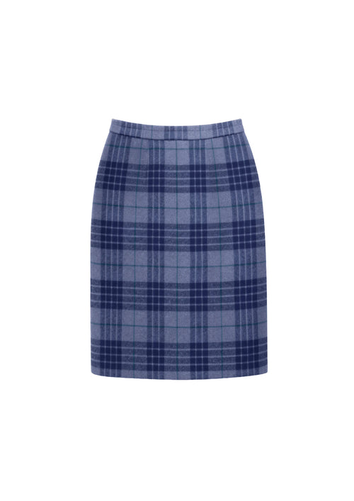 BLUE WOOL PENCIL SKIRT