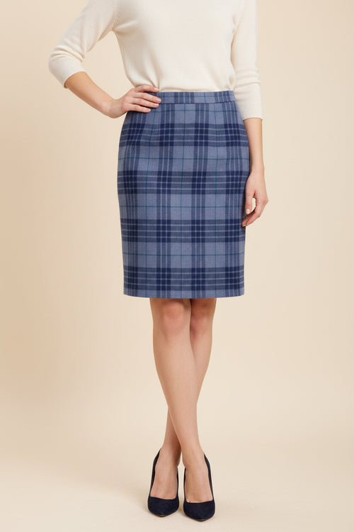 JUPE CRAYON EN LAINE BLEUE