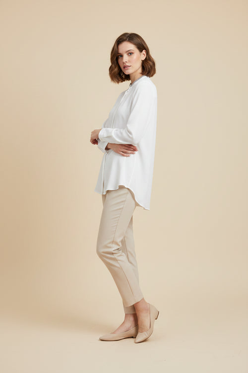 WHITE SEQUINED COLLAR BLOUSE