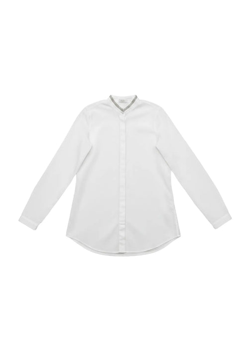 WHITE SEQUINED COLLAR BLOUSE