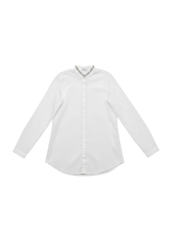WHITE SEQUINED COLLAR BLOUSE