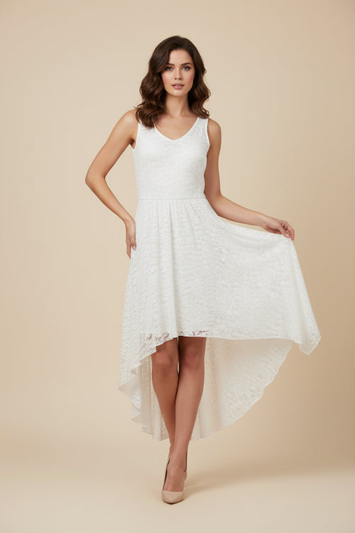 WHITE LACE ASYMMETRICAL DRESS
