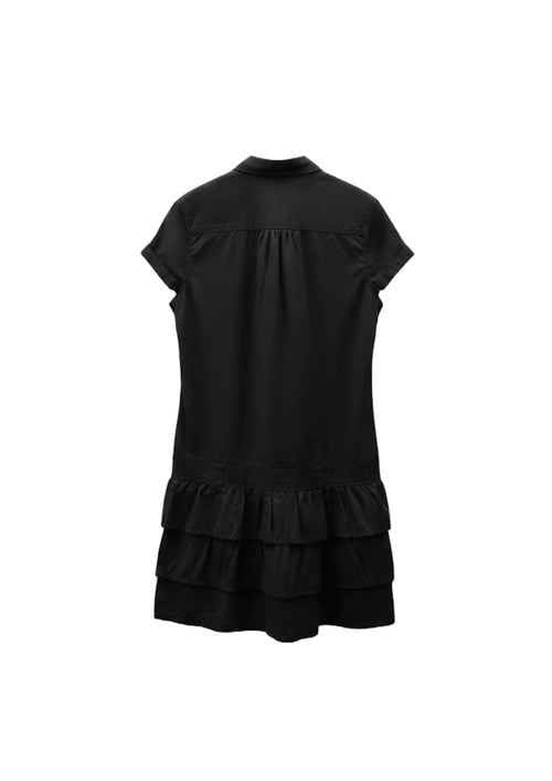 BLACK RUFFLE MINI DRESS