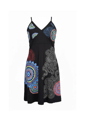 SCHWARZES BOHO MANDALA-KLEID
