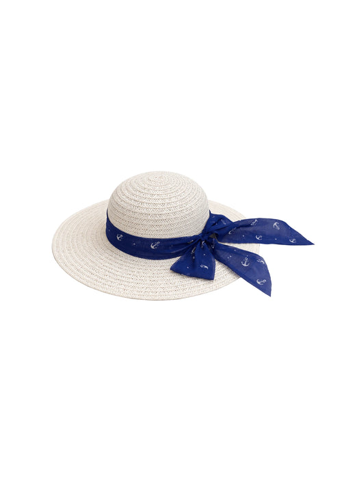 WHITE ANCORA STRAW HAT