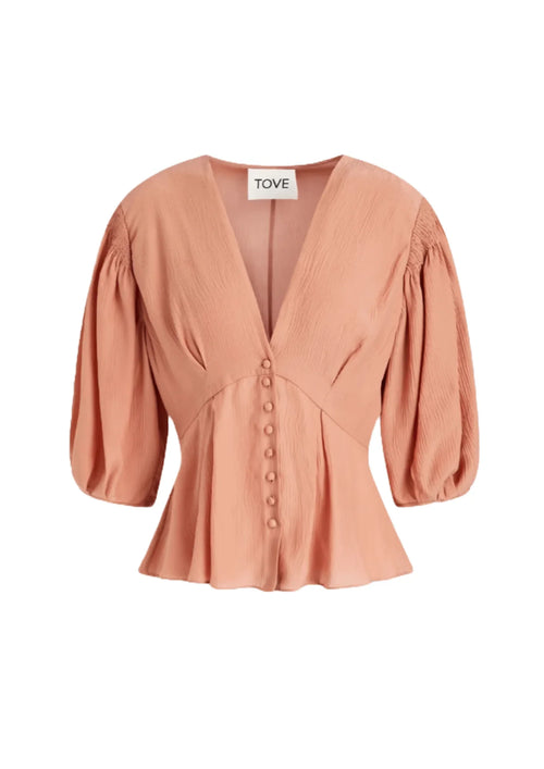 EMBER PLEATED SILK-CREPON PEPLUM BLOUSE