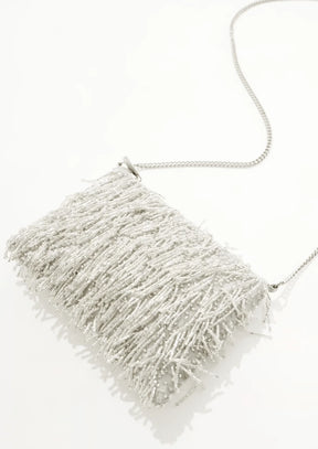 BEADED TASSEL CLUTCH BAG