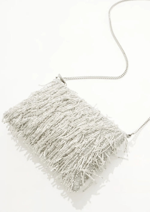 BEADED TASSEL CLUTCH BAG