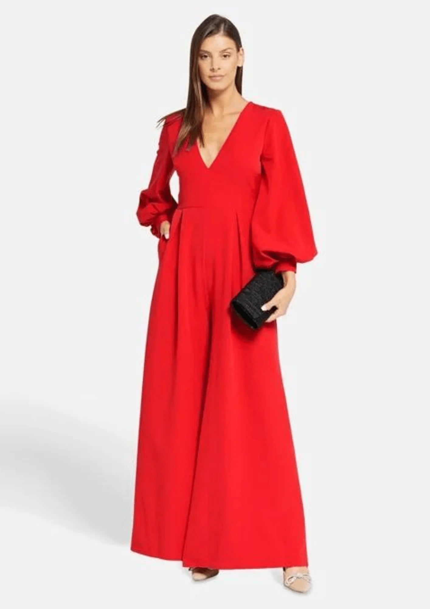 RED LONG-SLEEVED JUMPSUIT