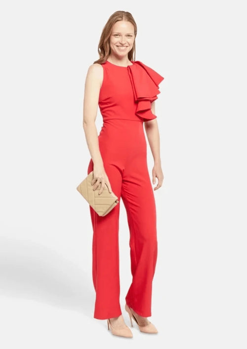 RED RUFFLED JUMPSUIT
