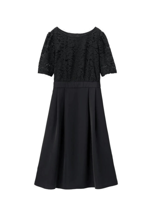 BLACK LONG DRESS WITH LACE