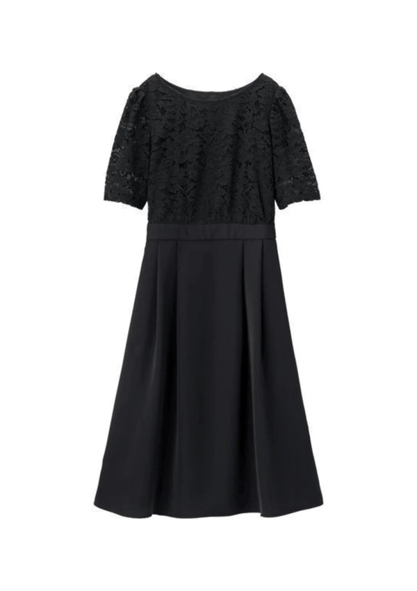 BLACK LONG DRESS WITH LACE