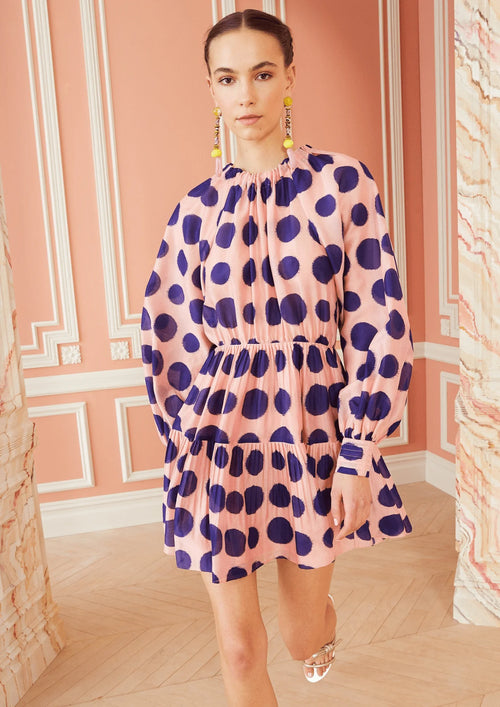 PINK POLKA-DOT MINI DRESS